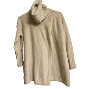Saks Fifth Avenue Sweater Women's Size XS/S Oatmeal Cashmere Cowl Neck Crossover